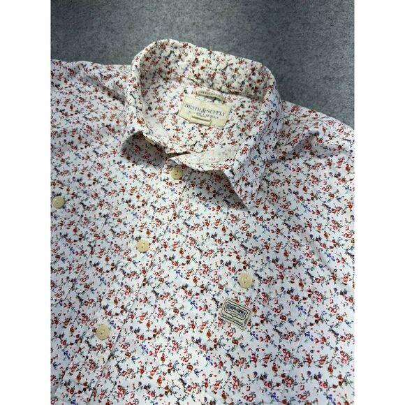 Ralph Lauren Mens Large‎ Shirt Top White Red Floral Button Collar Cotton Casual - Picture 2 of 9